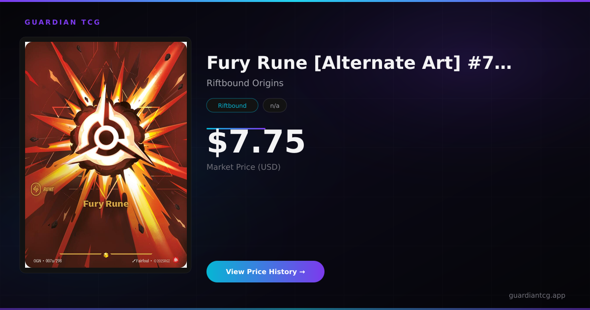 Fury Rune [Alternate Art] #7a — $7.75 | Guardian TCG