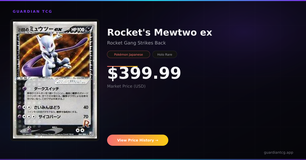 Great Rockets Mewtwo Rocket's Mewtwo ex Price — $399.99 (Rocket Gang Strikes Back, April ...