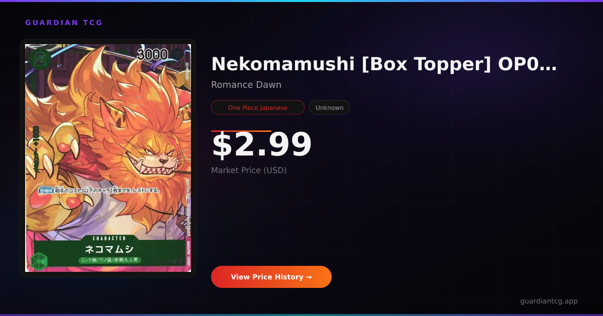Nekomamushi [Box Topper] OP01-048 Price — $2.99 (Romance Dawn, April ...
