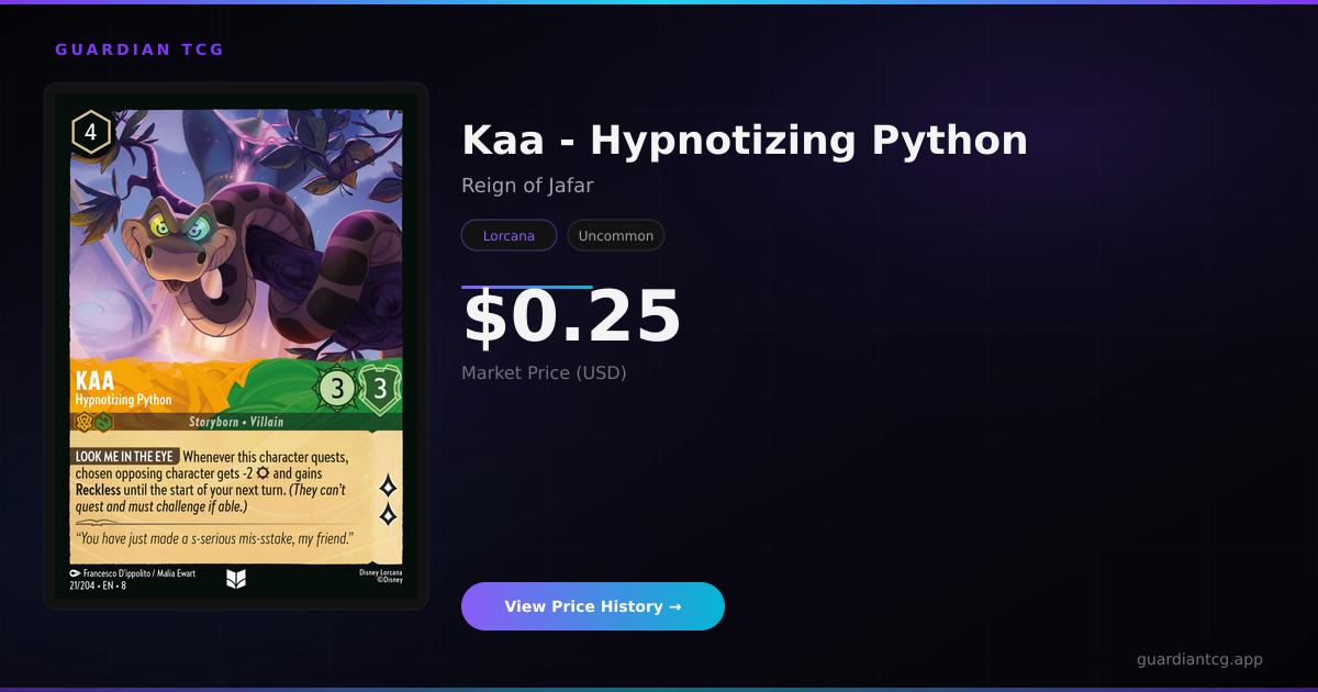 Python Reign Kaa - Hypnotizing Python Price — $0.26 (Reign of Jafar, April 2026 ...