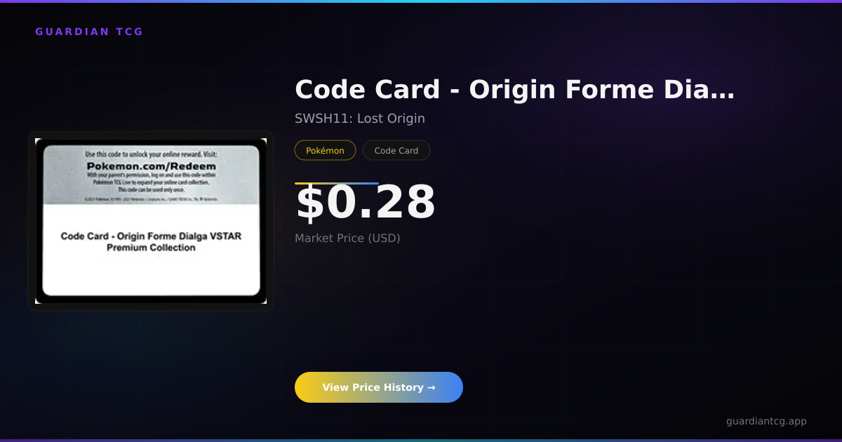 Code Card - Origin Forme Dialga VSTAR Premium Collection Price — $0.28 ...