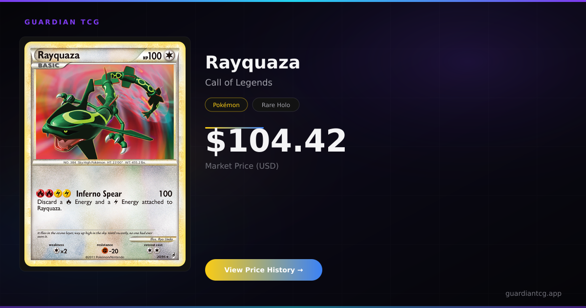 Rayquaza Price 100 98 Call Of Legends April 2026 Guardian TCG 591401 